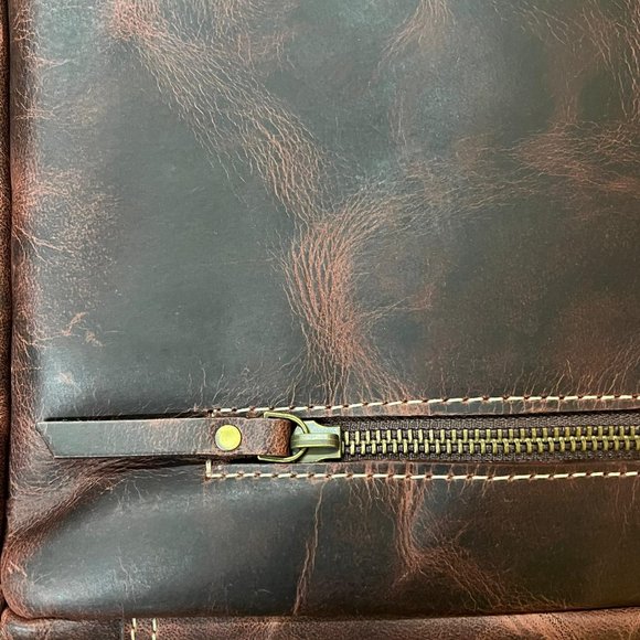 NWT Aaron Leather Goods messenger laptop bag dark brown genuine - Picture 5 of 5